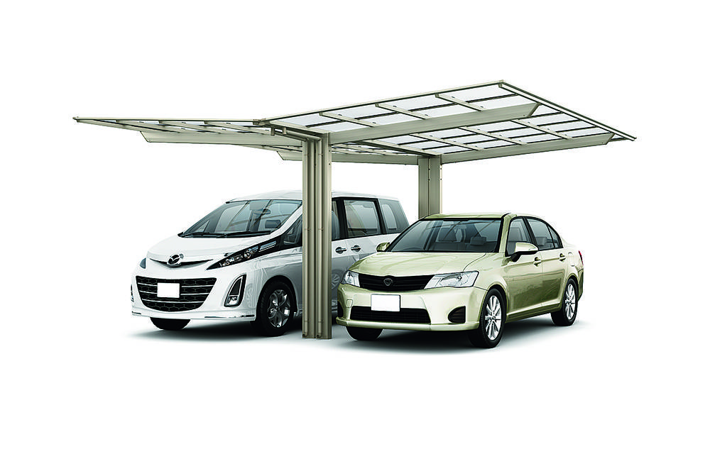 Mái che ô tô hai xe lắp kiểu chữ Y, tấm polycarbonate cao cấp, cách nhiệt.